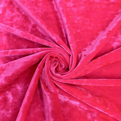 Samantha HOT PINK Polyester Stretch Crushed Velvet Fabric by the Yard for Bows, Topknot. Headwraps, Scrunchies, Clothes, Costumes, Crafts