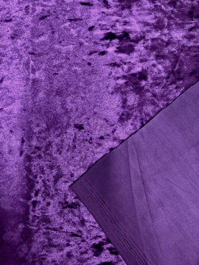 Samantha PURPLE Polyester Stretch Crushed Velvet Fabric by the Yard for Bows, Topknot, Head Wraps, Scrunchies, Clothes, Costumes, Crafts