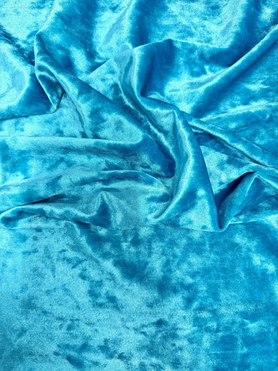 Samantha TURQUOISE Polyester Stretch Crushed Velvet Fabric by the Yard for Bows, Topknot, Head Wraps, Scrunchies, Clothes, Crafts