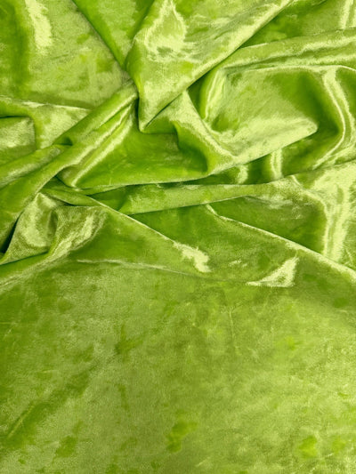 Samantha LIME GREEN Polyester Stretch Crushed Velvet Fabric by the Yard for Bows, Topknot. Headwraps, Clothes, Costumes, Crafts