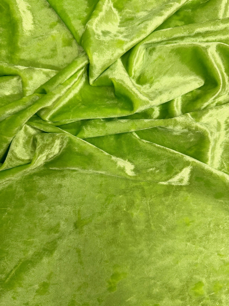 Samantha LIME GREEN Polyester Stretch Crushed Velvet Fabric by the Yard for Bows, Topknot. Headwraps, Clothes, Costumes, Crafts