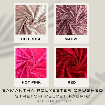 Samantha Polyester Crushed Stretch Velvet Fabric by the Yard for Bows, Top Knots, Head Wraps, Scrunchies, Clothes, Costumes, Crafts