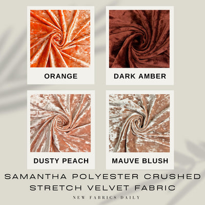 Samantha Polyester Crushed Stretch Velvet Fabric by the Yard for Bows, Top Knots, Head Wraps, Scrunchies, Clothes, Costumes, Crafts