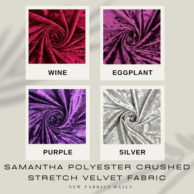 Samantha Polyester Crushed Stretch Velvet Fabric by the Yard for Bows, Top Knots, Head Wraps, Scrunchies, Clothes, Costumes, Crafts