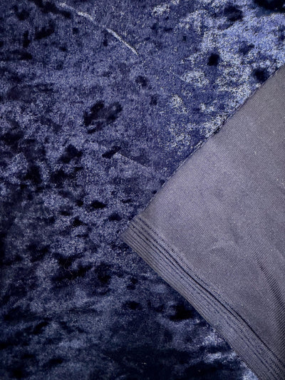 Samantha NAVY BLUE Polyester Stretch Crushed Velvet Fabric by the Yard for Bows, Topknot. Headwraps, Scrunchies, Clothes, Costumes, Crafts
