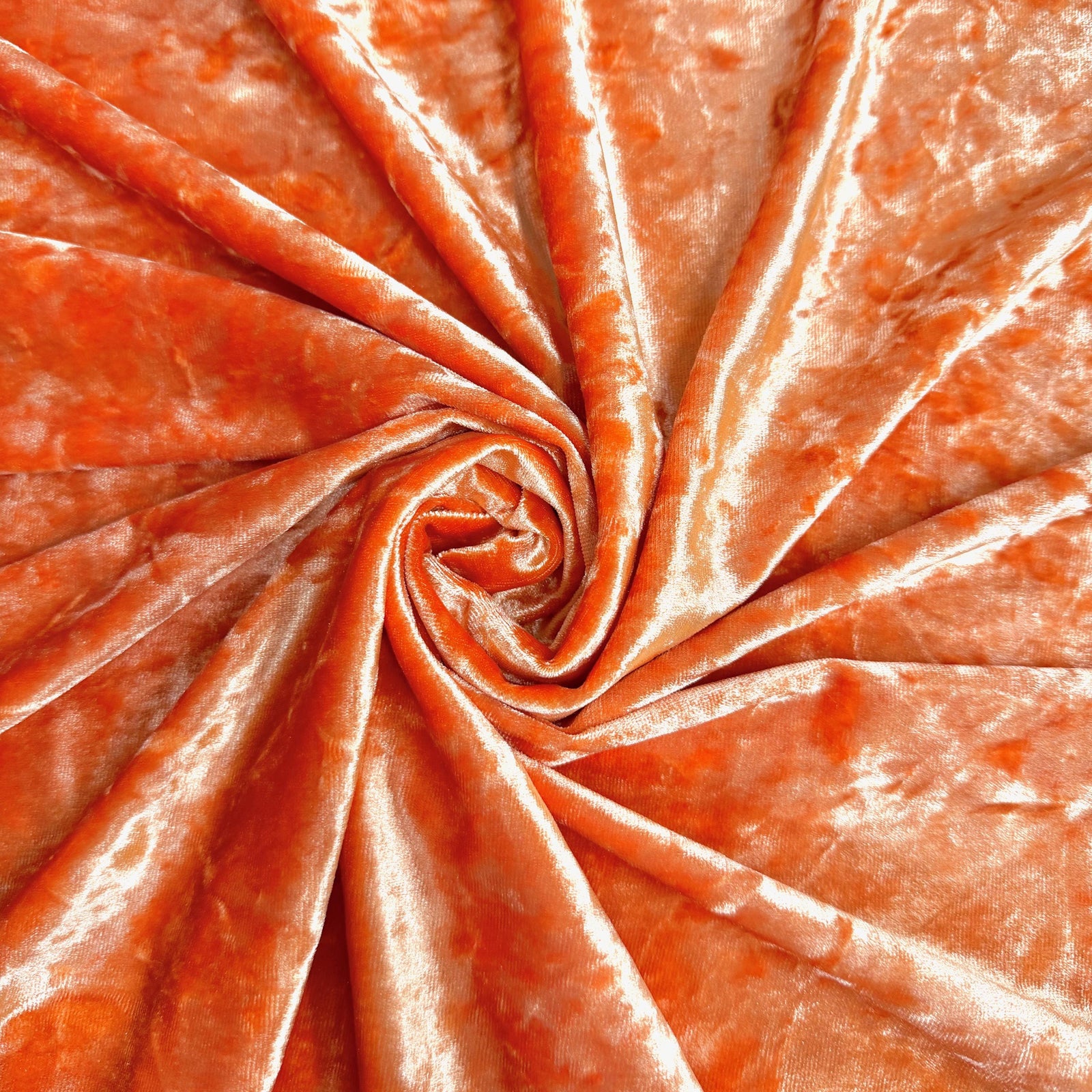Samantha ORANGE Polyester Stretch Crushed Velvet Fabric by the Yard for Bows, Topknot, Head Wraps, Scrunchies, Clothes, Crafts
