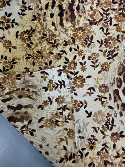 Elizabeth BROWN LIGHT GOLD Polyester Printed Charmeuse Satin Fabric for Clothes, Lining, Party Decorations, Costumes, Crafts