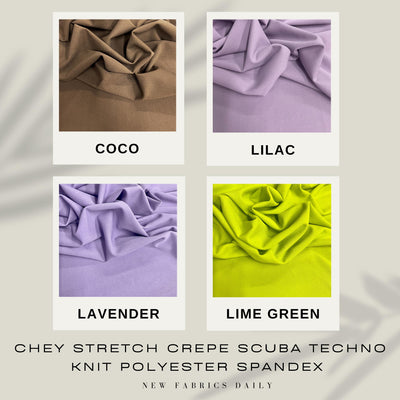 Chey Stretch Crepe Scuba Techno Knit Polyester Spandex Fabric for Bows, Top Knots, Head Wraps, Clothes, Costumes, Crafts
