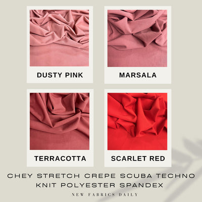 Chey Stretch Crepe Scuba Techno Knit Polyester Spandex Fabric for Bows, Top Knots, Head Wraps, Clothes, Costumes, Crafts