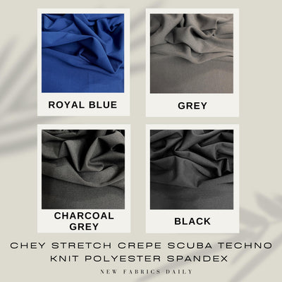 Chey Stretch Crepe Scuba Techno Knit Polyester Spandex Fabric for Bows, Top Knots, Head Wraps, Clothes, Costumes, Crafts