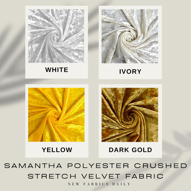 Samantha Polyester Crushed Stretch Velvet Fabric by the Yard for Bows, Top Knots, Head Wraps, Scrunchies, Clothes, Costumes, Crafts