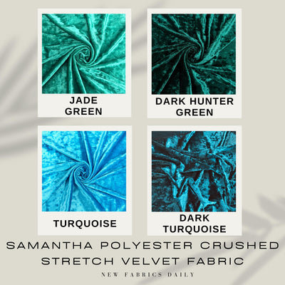 Samantha Polyester Crushed Stretch Velvet Fabric by the Yard for Bows, Top Knots, Head Wraps, Scrunchies, Clothes, Costumes, Crafts
