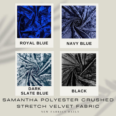 Samantha Polyester Crushed Stretch Velvet Fabric by the Yard for Bows, Top Knots, Head Wraps, Scrunchies, Clothes, Costumes, Crafts