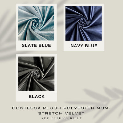 Contessa Plush Non-Stretch Velvet Fabric for Apparel, Costumes, Curtains, Chair/Throw Pillow Cover, Crafts