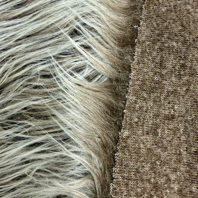 Bethany TAUPE BROWN Frost 2 Inch Mongolian Long Pile Soft Faux Fur Fabric for Fursuit, Cosplay Costume, Photo Prop, Trim, Pillow, Crafts
