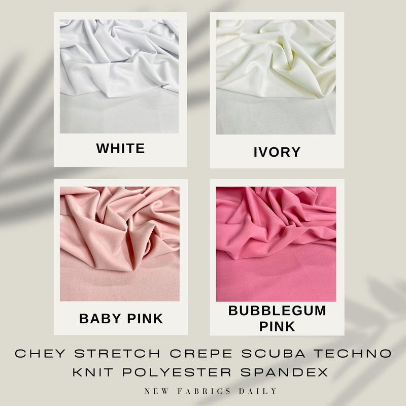 Chey Stretch Crepe Scuba Techno Knit Polyester Spandex Fabric for Bows, Top Knots, Head Wraps, Clothes, Costumes, Crafts