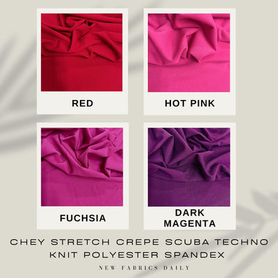 Chey Stretch Crepe Scuba Techno Knit Polyester Spandex Fabric for Bows, Top Knots, Head Wraps, Clothes, Costumes, Crafts