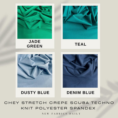 Chey Stretch Crepe Scuba Techno Knit Polyester Spandex Fabric for Bows, Top Knots, Head Wraps, Clothes, Costumes, Crafts