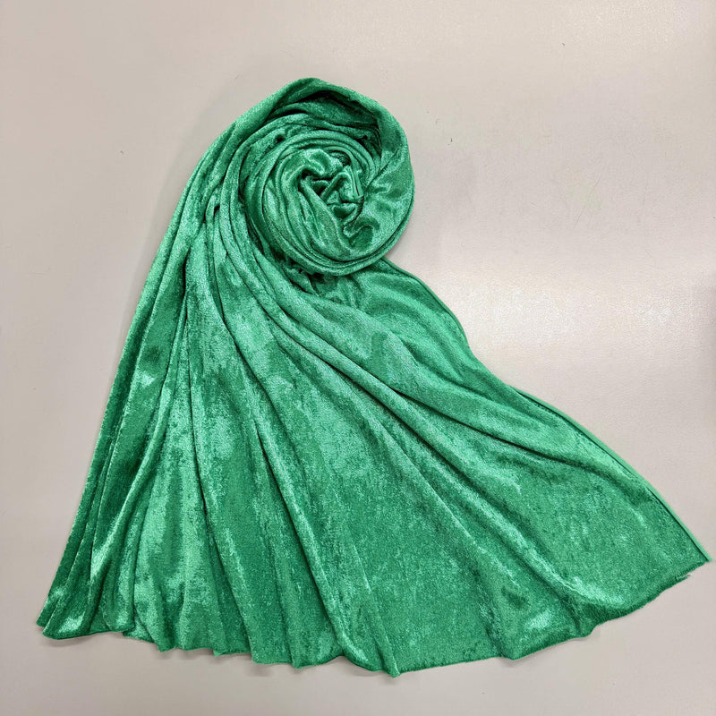 Mya GREEN Non-Wrinkle Mechanical Stretch Polyester Panne Velvet Fabric by the Yard - 10015