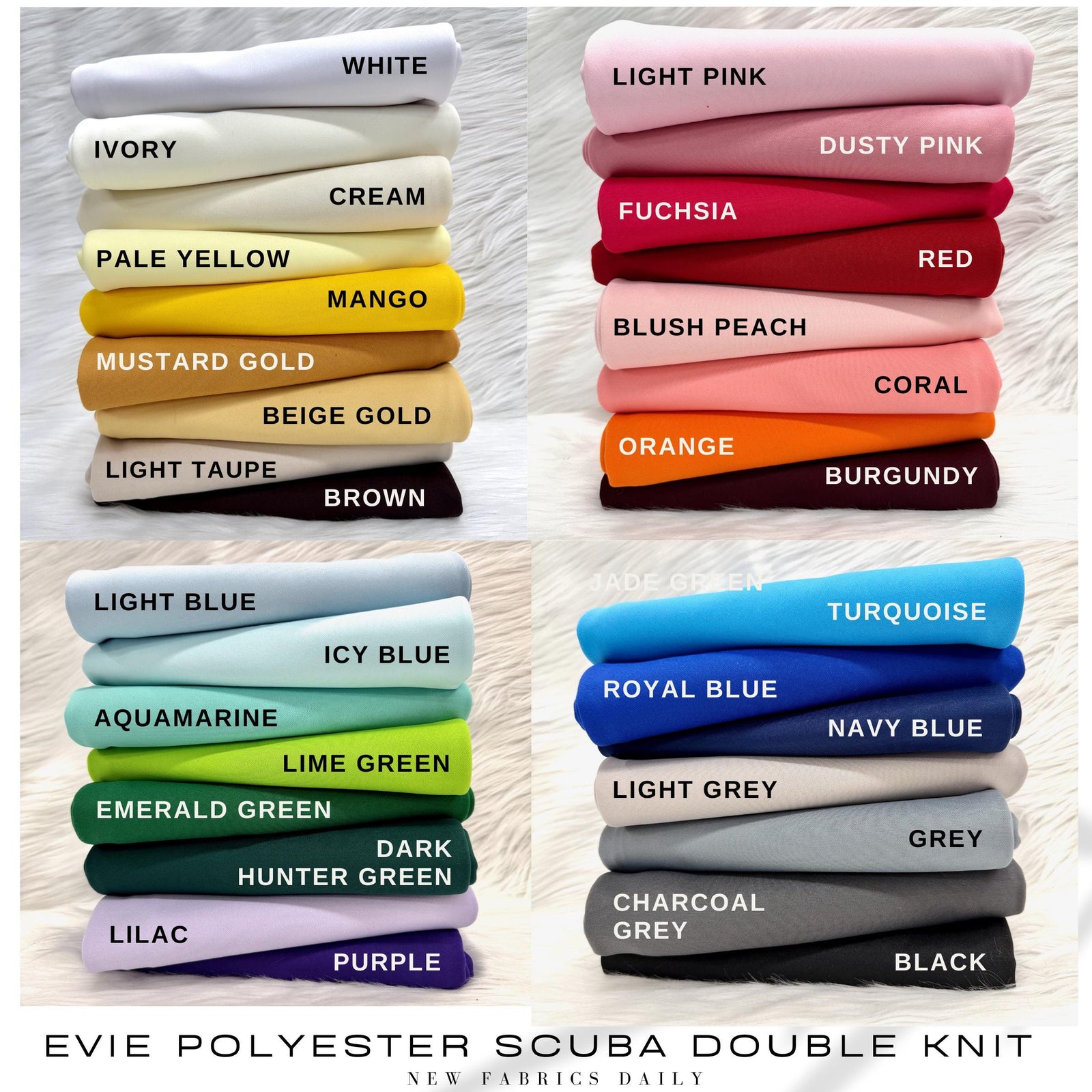 Evie Polyester (Not Neoprene) Scuba Double Knit Fabric by the Yard