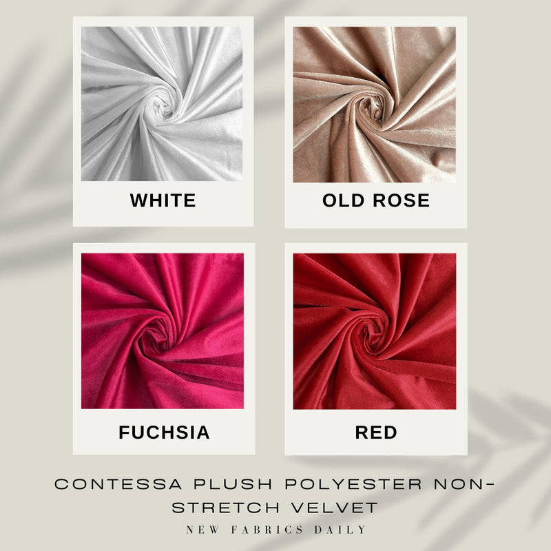 Contessa Plush Non-Stretch Velvet Fabric for Apparel, Costumes, Curtains, Chair/Throw Pillow Cover, Crafts