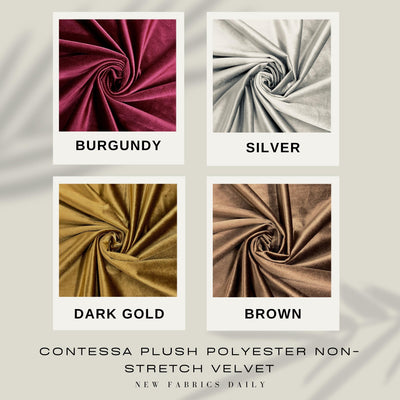 Contessa Plush Non-Stretch Velvet Fabric for Apparel, Costumes, Curtains, Chair/Throw Pillow Cover, Crafts