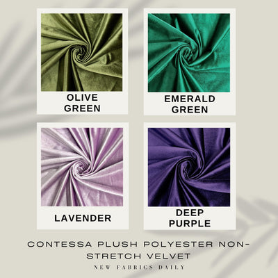 Contessa Plush Non-Stretch Velvet Fabric for Apparel, Costumes, Curtains, Chair/Throw Pillow Cover, Crafts