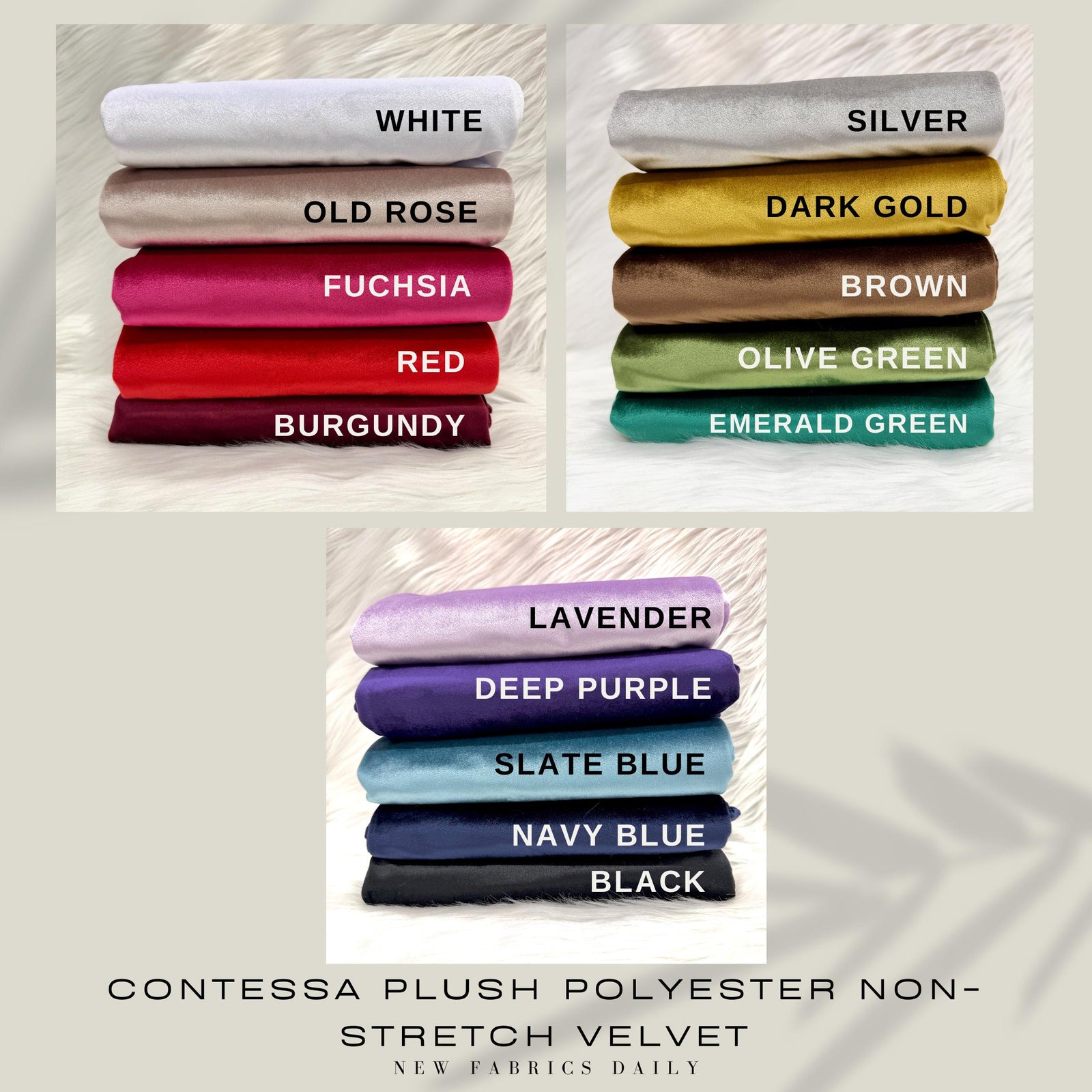 Contessa Plush Non-Stretch Velvet Fabric for Apparel, Costumes, Curtains, Chair/Throw Pillow Cover, Crafts
