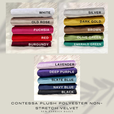 Contessa Plush Non-Stretch Velvet Fabric for Apparel, Costumes, Curtains, Chair/Throw Pillow Cover, Crafts