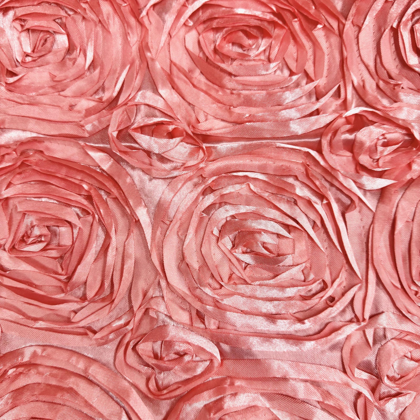 Paige CORAL 3D Floral Polyester Satin Rosette Fabric by the Yard - 10028