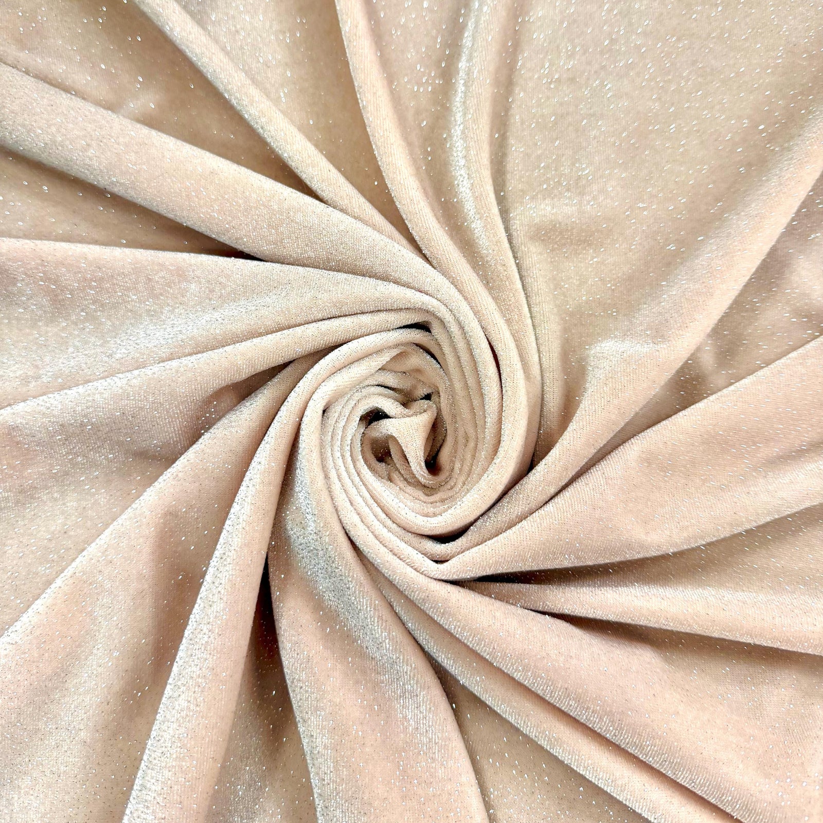 Nova BEIGE Polyester Spandex Stretch Glitter Velvet Fabric for Bows, Top Knots, Scrunchies, Clothes, Costumes, Crafts