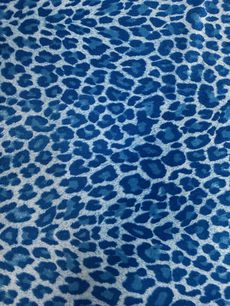 Dana TURQUOISE LIGHT BLUE Leopard Pattern Polyester Stretch Velvet Fabric for Bows, Top Knots, Scrunchies, Clothes, Costumes, Crafts - 10160
