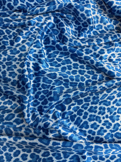 Dana TURQUOISE LIGHT BLUE Leopard Pattern Polyester Stretch Velvet Fabric for Bows, Top Knots, Scrunchies, Clothes, Costumes, Crafts - 10160