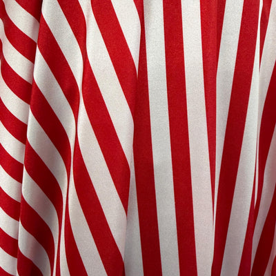 Emma RED/WHITE 1/2 Inch Stripes Printed Polyester Spandex 4-way Stretch Fabric for Apparel, Activewear, Sportswear, Costumes, Crafts