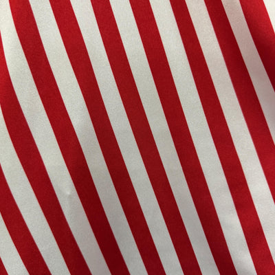 Emma RED/WHITE 1/2 Inch Stripes Printed Polyester Spandex 4-way Stretch Fabric for Apparel, Activewear, Sportswear, Costumes, Crafts