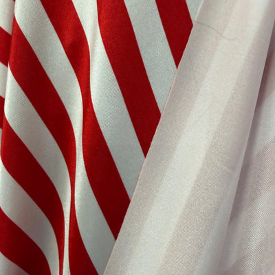 Emma RED/WHITE 1/2 Inch Stripes Printed Polyester Spandex 4-way Stretch Fabric for Apparel, Activewear, Sportswear, Costumes, Crafts