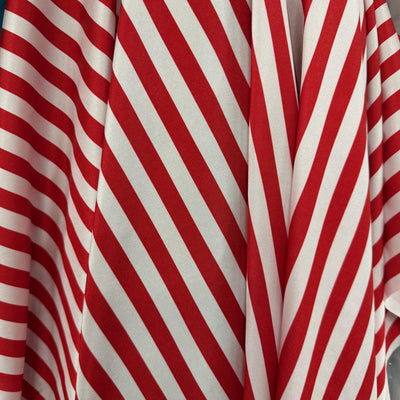 Emma RED/WHITE 1/2 Inch Stripes Printed Polyester Spandex 4-way Stretch Fabric for Apparel, Activewear, Sportswear, Costumes, Crafts
