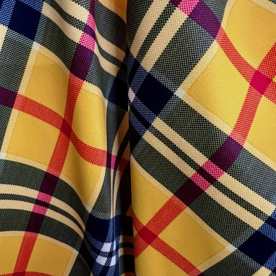 Clementine Plaid Printed Polyester Spandex 4-way Stretch Medium Weight Fabric for Apparel, Swimwear, Activewear, Costumes, Crafts