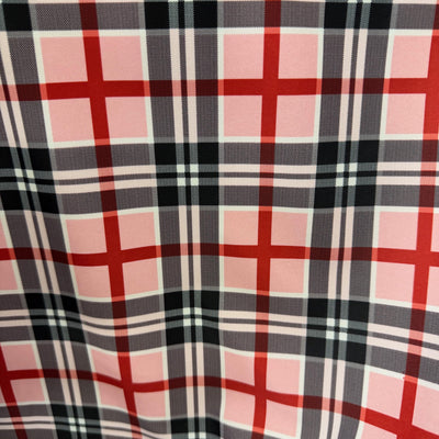 Clementine Plaid Printed Polyester Spandex 4-way Stretch Medium Weight Fabric for Apparel, Swimwear, Activewear, Costumes, Crafts
