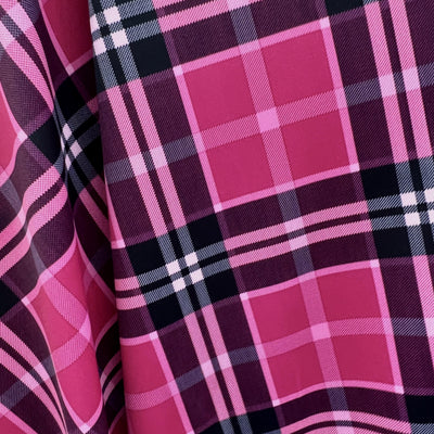 Clementine Plaid Printed Polyester Spandex 4-way Stretch Medium Weight Fabric for Apparel, Swimwear, Activewear, Costumes, Crafts