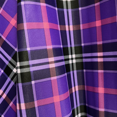 Clementine Plaid Printed Polyester Spandex 4-way Stretch Medium Weight Fabric for Apparel, Swimwear, Activewear, Costumes, Crafts