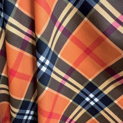 Clementine Plaid Printed Polyester Spandex 4-way Stretch Medium Weight Fabric for Apparel, Swimwear, Activewear, Costumes, Crafts