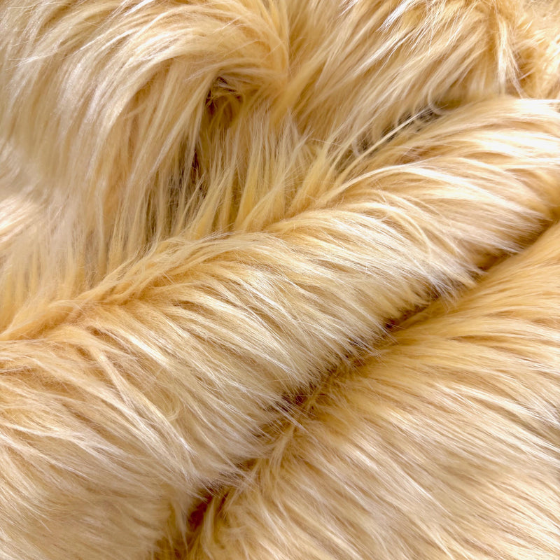 Eden LIGHT CAMEL Shaggy Long Pile Soft Faux Fur Fabric for Fursuit, Cosplay Costume, Photo Prop, Trim, Throw Pillow, Crafts