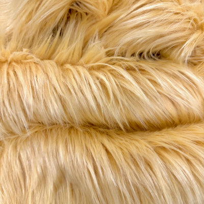 Eden LIGHT CAMEL Shaggy Long Pile Soft Faux Fur Fabric for Fursuit, Cosplay Costume, Photo Prop, Trim, Throw Pillow, Crafts