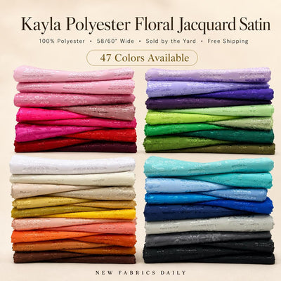 Kayla Polyester Floral Jacquard Satin Fabric by the Yard for Clothes, Costumes, Home Decorations, Arts and Crafts