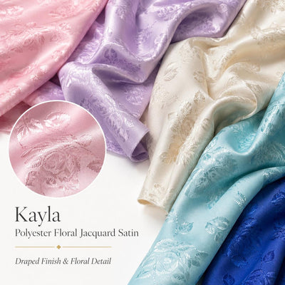 Kayla Polyester Floral Jacquard Satin Fabric by the Yard for Clothes, Costumes, Home Decorations, Arts and Crafts