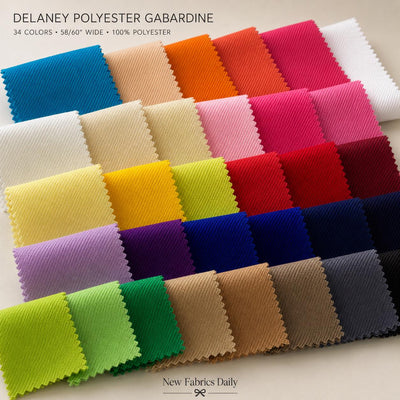 Delaney Polyester Gabardine Fabric for Skirts, Suits, Overcoats, Trousers/Slacks, Uniforms, Lining, etc.