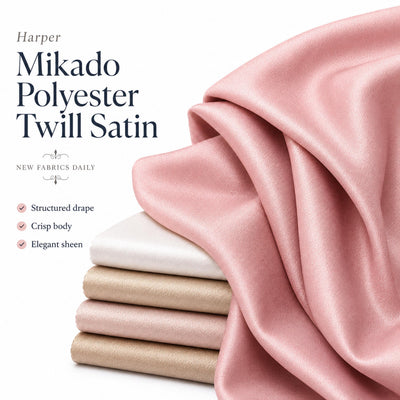 Harper MIKADO Polyester Twill Satin Fabric for Dresses, Skirts, Gowns, Wedding Dresses, Costumes