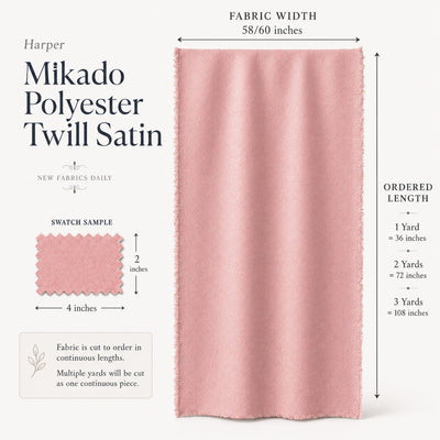 Harper MIKADO Polyester Twill Satin Fabric for Dresses, Skirts, Gowns, Wedding Dresses, Costumes