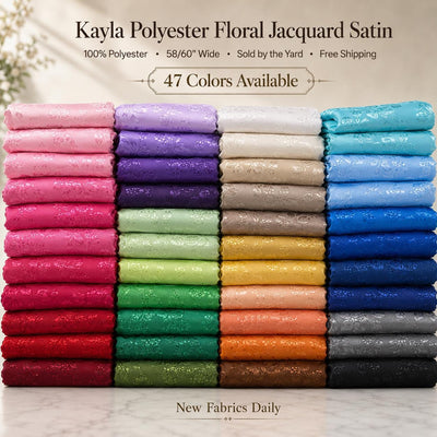 Kayla Polyester Floral Jacquard Satin Fabric by the Yard for Clothes, Costumes, Home Decorations, Arts and Crafts